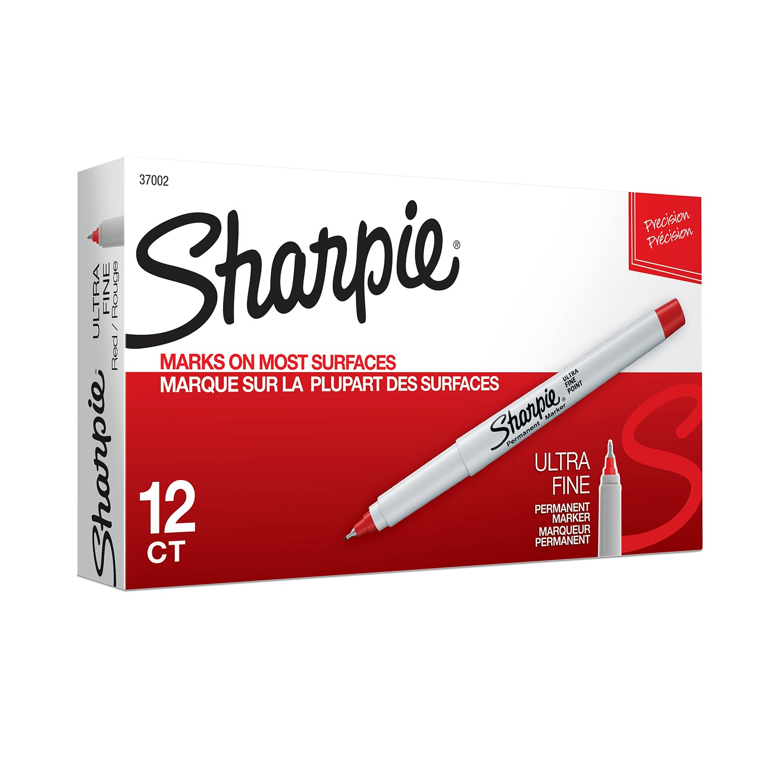 Sharpie Permanent Marker, Ultra Fine Tip, Red, Dozen (37002)