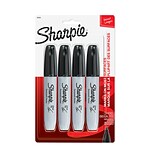 Sharpie Permanent Marker, Chisel Tip, Black, 4/Pack (38264)