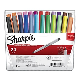 Sharpie Permanent Markers, Ultra Fine Tip, Assorted, 24/Pack