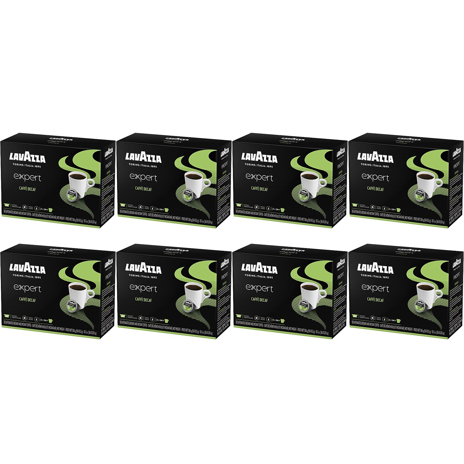 Lavazza Expert Decaf Coffee, Capsule, Light Roast, 36/Box, 8 Boxes/Carton (LPC00141)