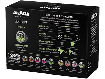 Lavazza Expert Decaf Coffee, Capsule, Light Roast, 36/Box, 8 Boxes/Carton (LPC00141)