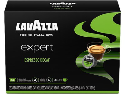 Lavazza Expert Espresso Decaf Coffee, Capsule, Medium Roast, 36/Box, 8 Boxes/Carton (LPC00129)