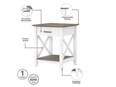 Bush Furniture Key West 47" x 24" Coffee Table with 2 End Tables, Shiplap Gray/Pure White (KWS023G2W)