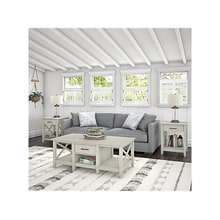 Bush Furniture Key West 47 x 24 Coffee Table with 2 End Tables, Linen White Oak (KWS023LW)