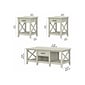 Bush Furniture Key West 47" x 24" Coffee Table with 2 End Tables, Linen White Oak (KWS023LW)