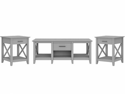 Bush Furniture Key West 47 x 24 Coffee Table with 2 End Tables, Cape Cod Gray (KWS023CG)