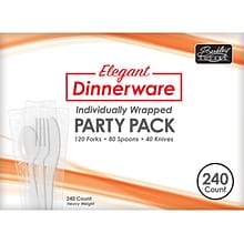 Berkley Square Elegant Dinnerware Polystyrene Assorted Cutlery, Heavy-Weight, White, 240/Box (108850