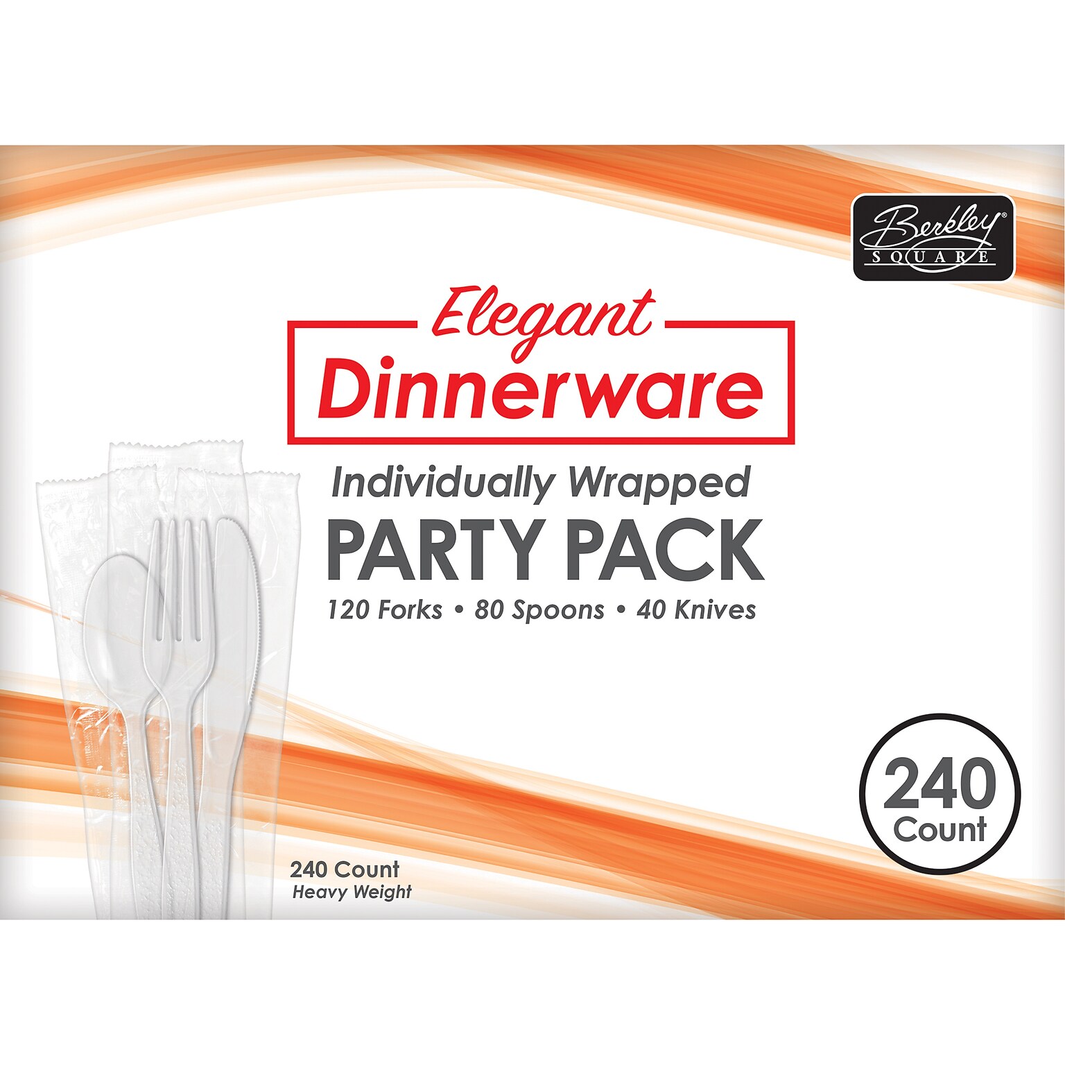 Berkley Square Elegant Dinnerware Polystyrene Assorted Cutlery, Heavy-Weight, White, 240/Box (1088508)