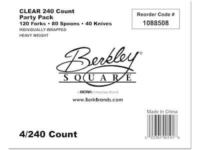 Berkley Square Elegant Dinnerware Polystyrene Assorted Cutlery, Heavy-Weight, White, 240/Box (1088508)