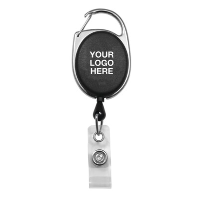 Custom Black Badge Reel With Carabiner