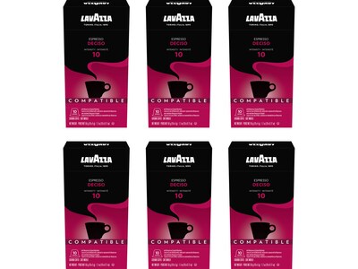 Lavazza Espresso Deciso Coffee, Capsules, Dark Roast, 10/Box, 6 Boxes/Carton (8210)