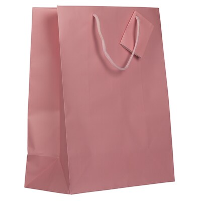 JAM Paper Gift Bags with Rope Handles, 10 x 13 x 5, Pink Matte, 100 Bags/Pack (673MAPI100)