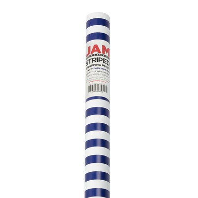 JAM PAPER Gift Wrap, Striped Wrapping Paper, 25 Sq Ft per Roll, Blue & White Stripes, 2/Pack
