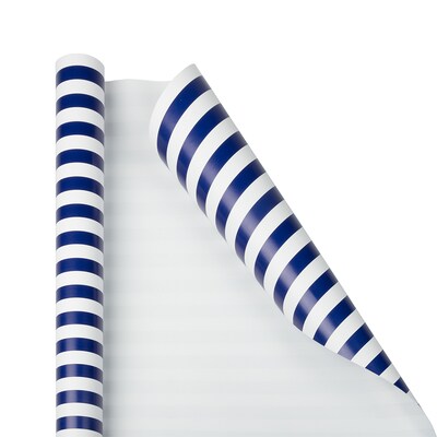 JAM PAPER Gift Wrap, Striped Wrapping Paper, 25 Sq Ft per Roll, Blue & White Stripes, 2/Pack