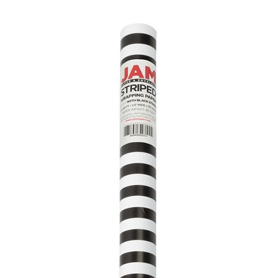 JAM Paper Wrapping Paper, 25 Sq. ft. x 30, Black & White Stripes, 2/Pack (226531182A)