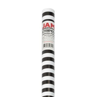 JAM PAPER Gift Wrap, Striped Wrapping Paper, 25 Sq Ft per Roll, Black & White Stripes, 2/Pack