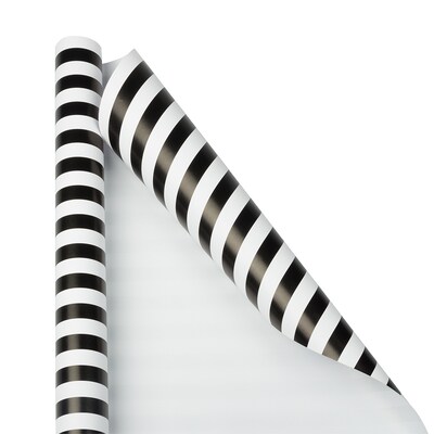 JAM PAPER Gift Wrap, Striped Wrapping Paper, 25 Sq Ft per Roll, Black & White Stripes, 2/Pack