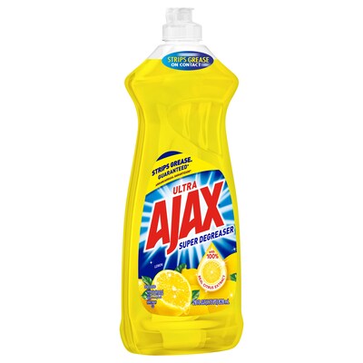 Ajax Super Degreaser Dish Soap Liquid, 28 oz, Lemon Scent, 28 Fl. Oz., 9/Carton (44673)