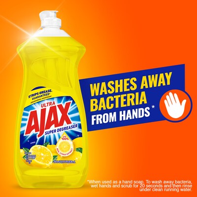 Ajax Super Degreaser Dish Soap Liquid, 28 oz, Lemon Scent, 28 Fl. Oz., 9/Carton (44673)