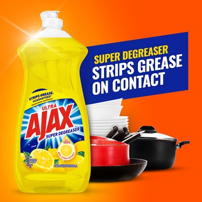 Ajax Super Degreaser Dish Soap Liquid, 28 oz, Lemon Scent, 28 Fl. Oz., 9/Carton (44673)