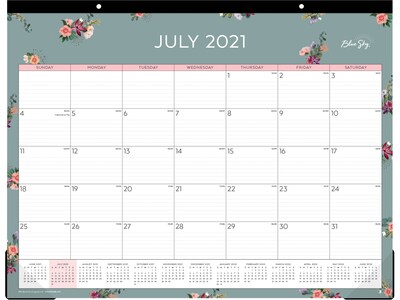 2021-2022 Blue Sky 17 x 22 Academic Desk Calendar, Greta, Multicolor (131539)