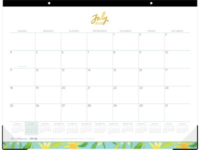 2021-2022 Blue Sky 17 x 22 Academic Desk Pad Calendar, Thimblepress Happy Petals Turquoise, Multicolor (130526)