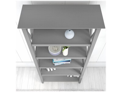 Bush Furniture Key West 66"H 5-Shelf Bookcase with Adjustable Shelves, Cape Cod Gray Laminated Wood, 2/Set (KWS046CG)