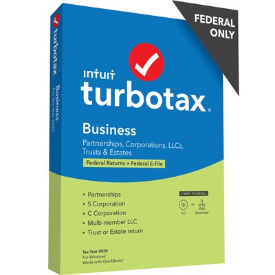 TurboTax Desktop Business 2020 Federal Only for 1 User, Windows, CD/Download (608665)