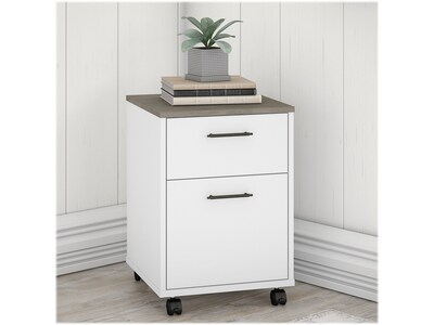 Bush Furniture Key West 2-Drawer Mobile Lateral File Cabinet, Letter/Legal Size, Shiplap Gray/Pure White (KWF116G2W-03)