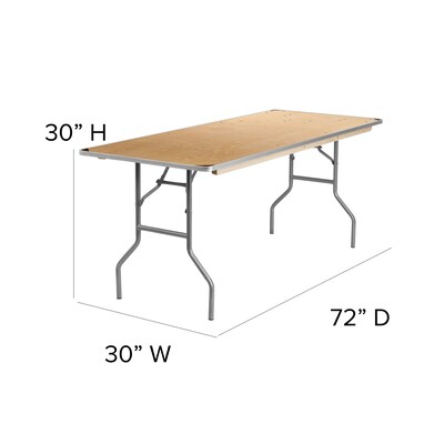 Flash Furniture Fielder Folding Table, 72" x 30", Birchwood (XA3072BIRCHM)