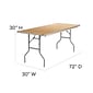 Flash Furniture 30'' x 72'' Rectangular Heavy Duty Birchwood Folding Banquet Table, Silver (XA3072BIRCHM)