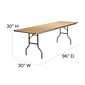 Flash Furniture Fielder Folding Table, 96" x 30", Birchwood (XA3096BIRCHM)