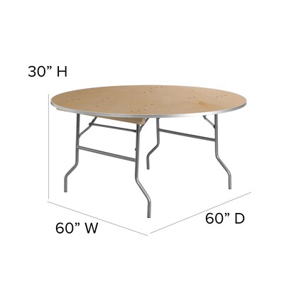 Flash Furniture Fielder Folding Table, 60" x 60", Birchwood (XA60BIRCHM)