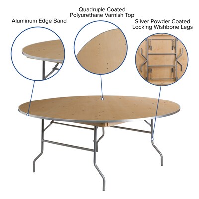 Flash Furniture Fielder Folding Table, 72" x 72", Birchwood (XA72BIRCHM)