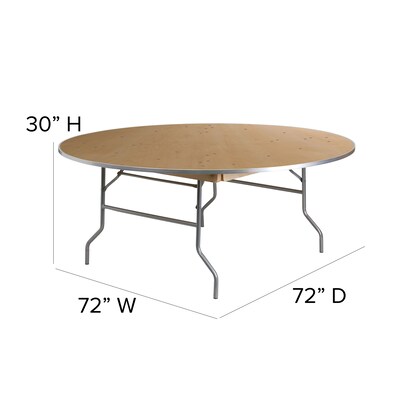 Flash Furniture Fielder Folding Table, 72" x 72", Birchwood (XA72BIRCHM)