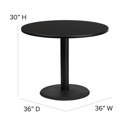 Flash Furniture 36'' Round Black Laminate Table Set W/4 Black Trapezoidal Back Banquet X-Base Chairs (HDBF1001)