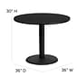 Flash Furniture 36'' Round Black Laminate Table Set W/4 Black Trapezoidal Back Banquet X-Base Chairs (HDBF1001)