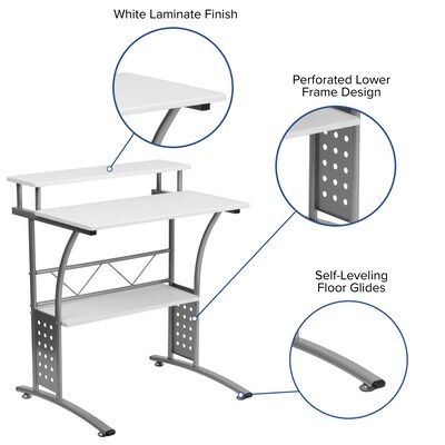 Flash Furniture Clifton 28" W Computer Desk, White (NANCLIFTONWH)