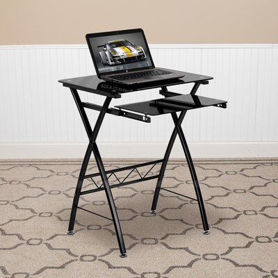 Flash Furniture 24 W Glass L-Shape Computer Desk, Black (NANCP60)