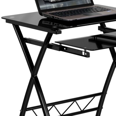 Flash Furniture 24" W Glass L-Shape Computer Desk, Black (NANCP60)