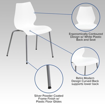 Flash Furniture HERCULES Series Plastic Stack Chair with Lumbar Support, White (RUT288WH)