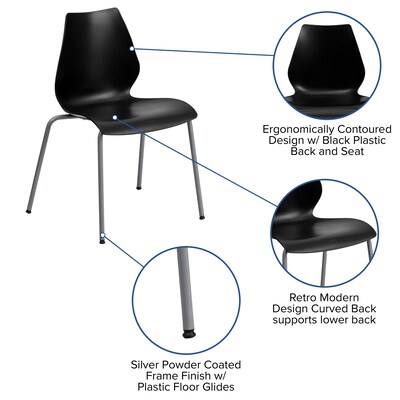 Flash Furniture Hercules Series Plastic Stacking Chair, Black (RUT288BK)