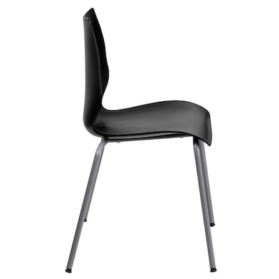 Flash Furniture HERCULES Series Plastic Stack Chair with Lumbar Support, Black (RUT288BK)