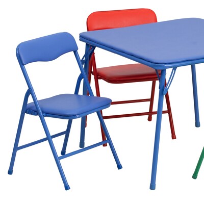 Flash Furniture Mindy Square Kids 5 Piece Folding Table and Chair Set, 24" x 24", Multicolored (JB9KID)