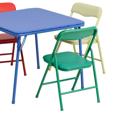 Flash Furniture Mindy Square Kids 5 Piece Folding Table and Chair Set, 24" x 24", Multicolored (JB9KID)