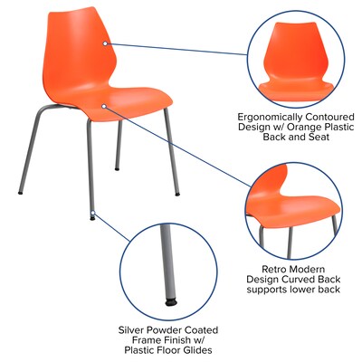 Flash Furniture HERCULES Series Plastic Stack Chair with Lumbar Support, Orange (RUT288ORG)