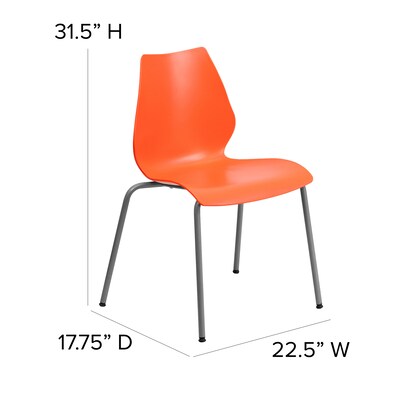 Flash Furniture HERCULES Series Plastic Stack Chair with Lumbar Support, Orange (RUT288ORG)