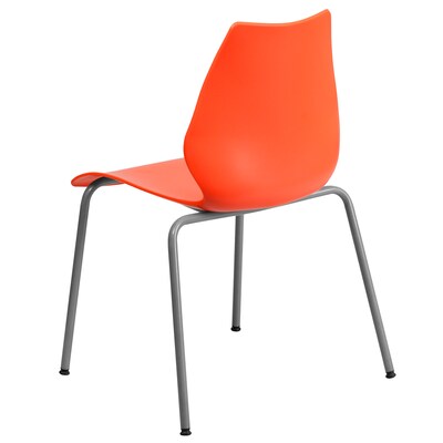 Flash Furniture HERCULES Series Plastic Stack Chair with Lumbar Support, Orange (RUT288ORG)