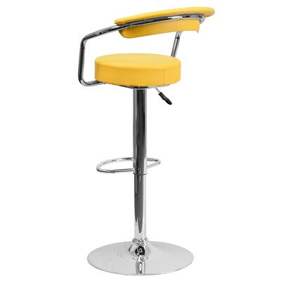 Flash Furniture 19 1/2" x 19 1/2" Vinyl Adjustable Height Bar Stool, Yellow