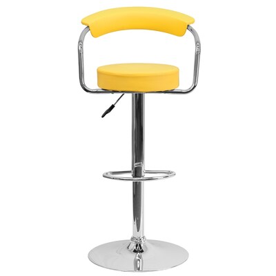 Flash Furniture 19 1/2" x 19 1/2" Vinyl Adjustable Height Bar Stool, Yellow